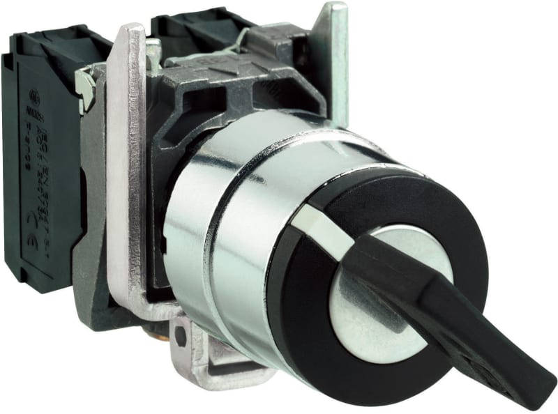 Schneider Electric XB4BG21 Key switch selector, metal, black, Ø22, key n°455, 2 positions, stay put, 1 NO