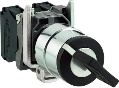 Schneider Electric XB4BG21 Key switch selector, metal, black, Ø22, key n°455, 2 positions, stay put, 1 NO