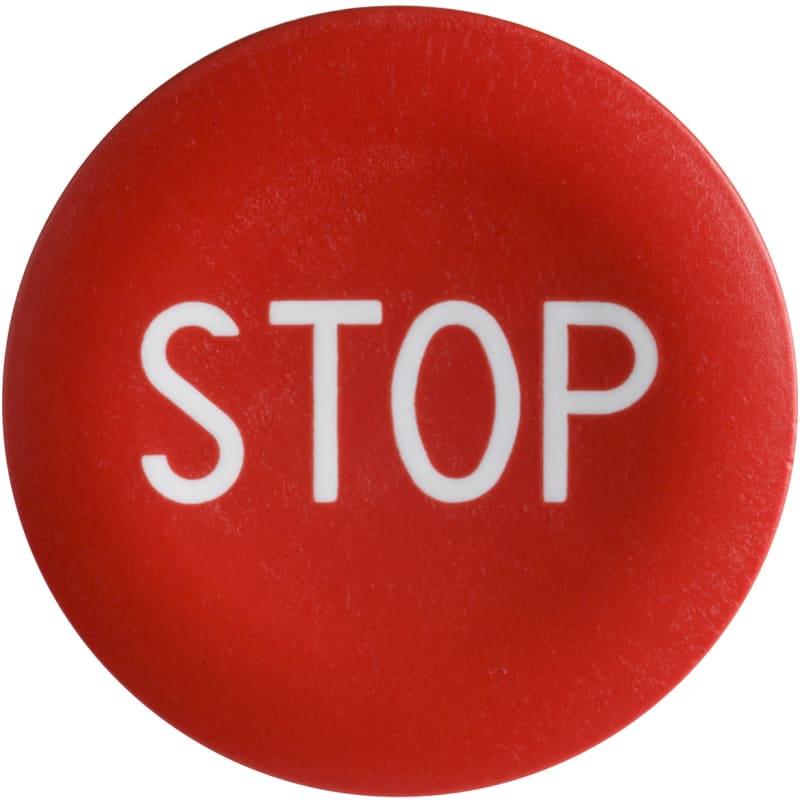 PUSH BUTTON CAP, "stop" (ZBA434)