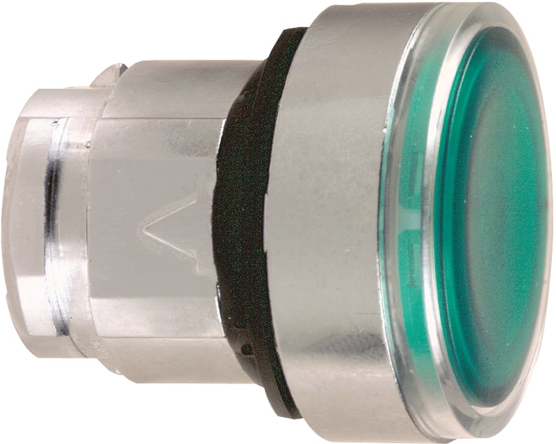 Schneider Electric ZB4BH033 Harmony XB4 Push-Button Head — Ø22 mm, Green, flush, push-push, illuminated (LED), metal bezel