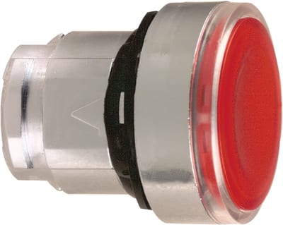 Schneider Electric ZB4BH043 Harmony XB4 Push-Button Head — Ø22 mm, Red, flush, push-push, illuminated (LED), metal bezel