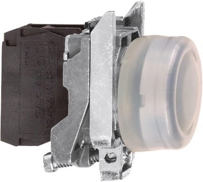 Schneider Electric Push button, Harmony XB4, metal, projecting, black, 22mm, spring return, booted, unmarked, 1NO XB4BP21