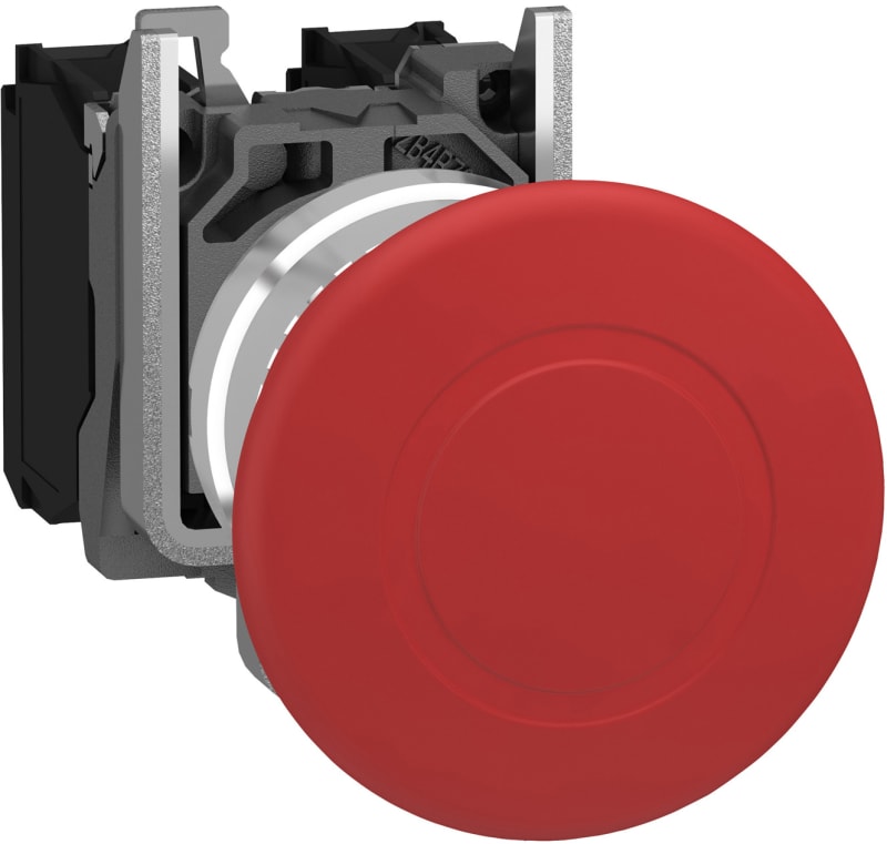 Schneider Electric XB4BT845 Emergency stop switching off, metal, red mushroom, Ø40, Ø22, trigger latching push-pull, 1 NO + 1 NC