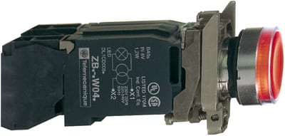 Schneider Electric illuminated push button, Harmony XB4, red, 22mm, spring return, 1NO+1NC, 220...240 V XB4BW3445