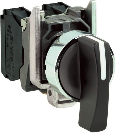Schneider Electric XB4BJ33 Harmony XB4, Selector switch, metal, black Ø22, long handle, 3-Positions, stay put, 2 NO
