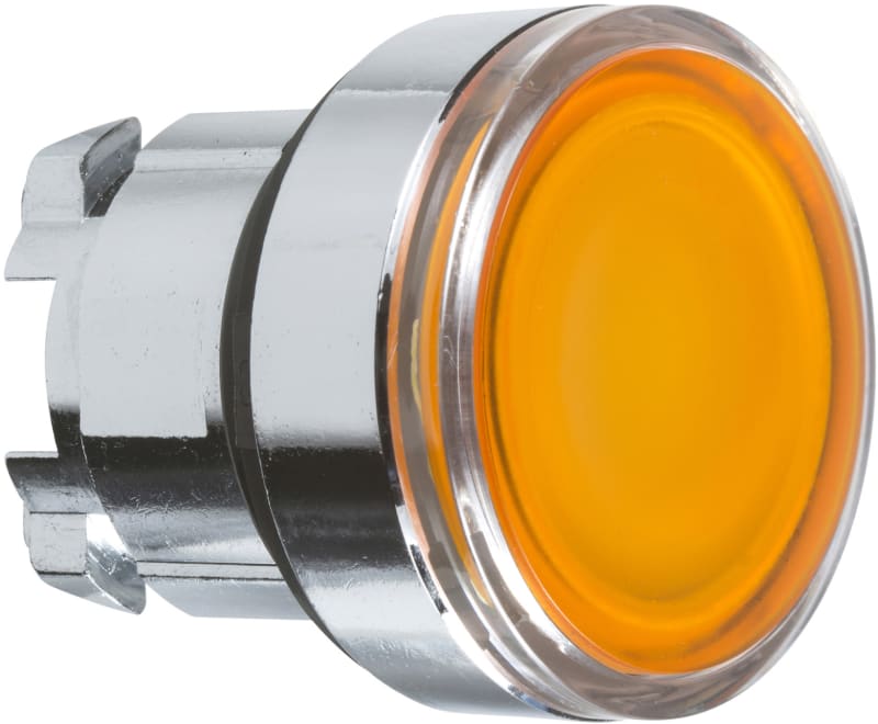 Schneider Electric ZB4BH053 Harmony XB4 Push-Button Head — Ø22 mm, Yellow, flush, push-push, illuminated (LED), metal bezel