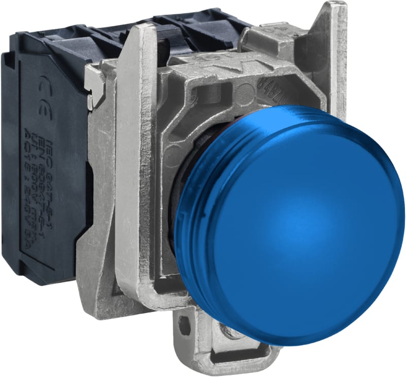 Schneider Electric Pilot light, Harmony XB4,metal, blue, 22mm, universal LED, plain lens, 24V AC DC XB4BVB6