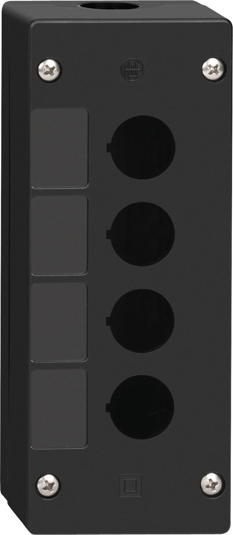 Schneider Electric XALG04 Empty Control Station, 4 Cut-Outs, Black, for Severe Environments