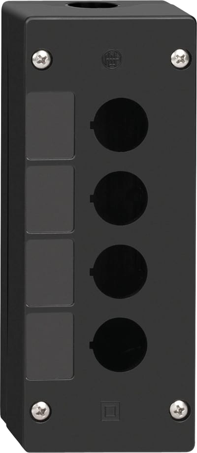 Schneider Electric XALG04 Empty Control Station, 4 Cut-Outs, Black, for Severe Environments