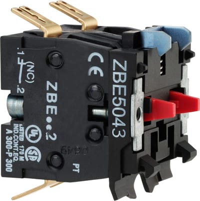 Telemecanique ZBE5043 Contact Block 2 NC, Faston Connectors, for Harmony XB4/XB5