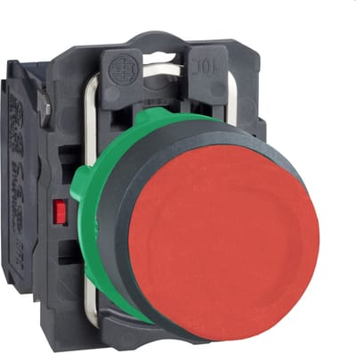 Schneider Electric Push button, Harmony XB5, plastic, projecting, red, 22mm, spring return, unmarked, 1NC XB5AL42