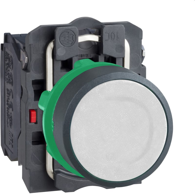 Schneider Electric Push button, Harmony XB5, white flush, plastic, 22mm, spring return, 1NO + 1NC, unmarked XB5AA15