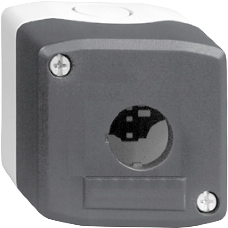 Schneider Electric XALD01 Empty enclosure, plastic, dark grey lid, for push button Ø22, 1 cut-out