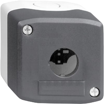 Schneider Electric XALD01 Empty enclosure, plastic, dark grey lid, for push button Ø22, 1 cut-out
