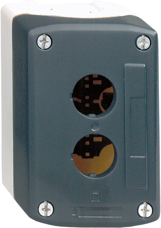 Schneider Electric XALD02 Empty enclosure, plastic, dark grey lid, for push button Ø22, 2 cut-outs