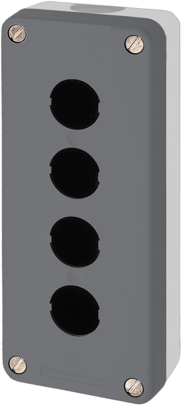 Schneider Electric XALD04 dark grey empty enclosure lid with light grey base - 4 cut-outs