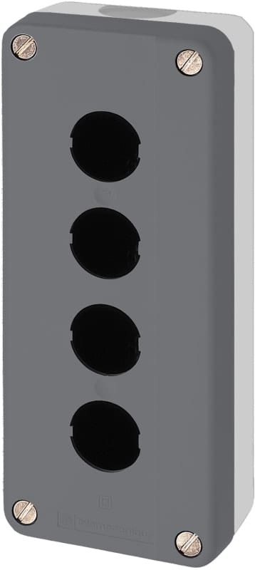 Schneider Electric XALD04 dark grey empty enclosure lid with light grey base - 4 cut-outs