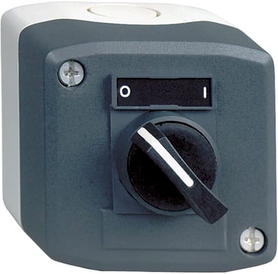 Schneider Electric XALD134 Control station, plastic, dark grey lid, 1 selector switch, standard handle Ø22, 1 NO