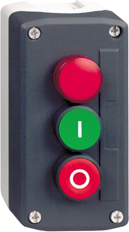 Schneider Electric XALD363M dark grey station - green flush/red flush pushbuttons Ø22 and red pilot light