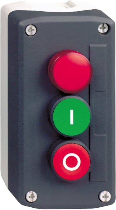 Schneider Electric XALD363M dark grey station - green flush/red flush pushbuttons Ø22 and red pilot light