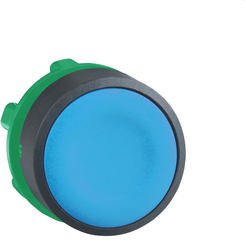 Schneider Electric ZB5AA6 Harmony XB5 Push-Button Head — Ø22 mm, Blue, flush, spring return, non-illuminated, plastic bezel