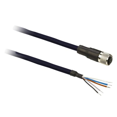 Telemecanique XZCPVB1564L5 Sensor Cable, M12 male, PVC, 5 m