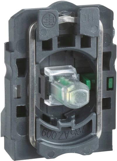 Schneider Electric Complete body/contact assembly and light block, Harmony XB5, XB4, with body/fixing collar, universal LED, 24V 1NC ZB5AW0B12