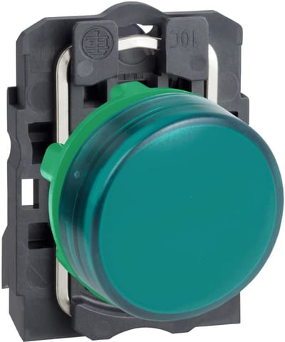 Schneider Electric pilot light, Harmony XB5, grey plastic, green, 22mm, universal LED, plain lens, 24V AC DC XB5AVB3