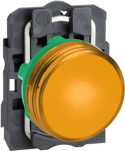 Schneider Electric pilot light, Harmony XB5, grey plastic, orange, 22mm, universal LED, plain lens, 24V AC DC XB5AVB5