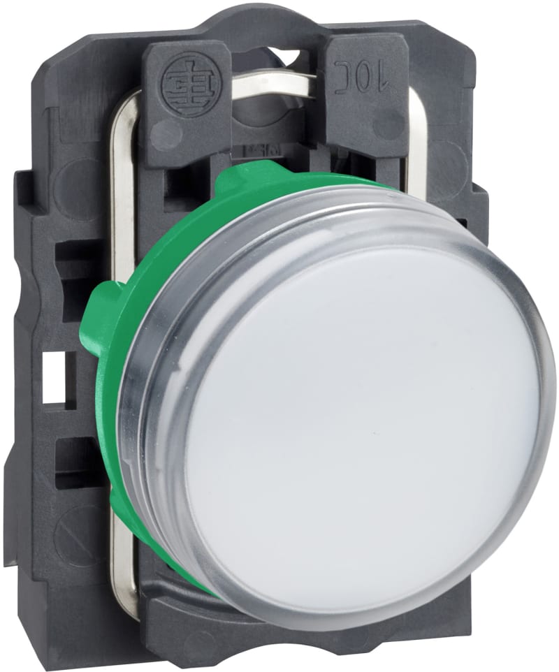 Schneider Electric Pilot light, Harmony XB5, grey plastic, white, 22mm, universal LED, plain lens, 230...240V AC XB5AVM1