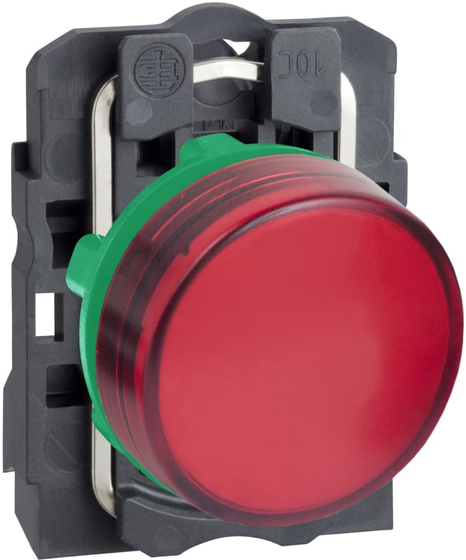 Schneider Electric Pilot light, Harmony XB5, grey plastic, red, 22mm, universal LED, plain lens, 230...240V AC XB5AVM4
