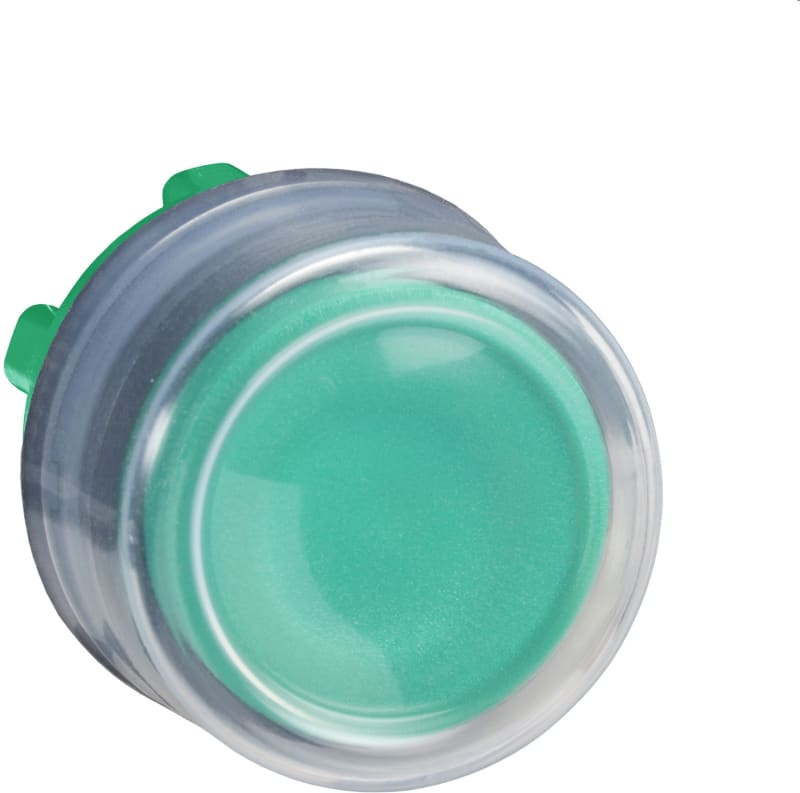 Schneider Electric ZB5AP3 Harmony XB5 Push-Button Head — Ø22 mm, Green, projecting, spring return, non-illuminated, plastic bezel, booted