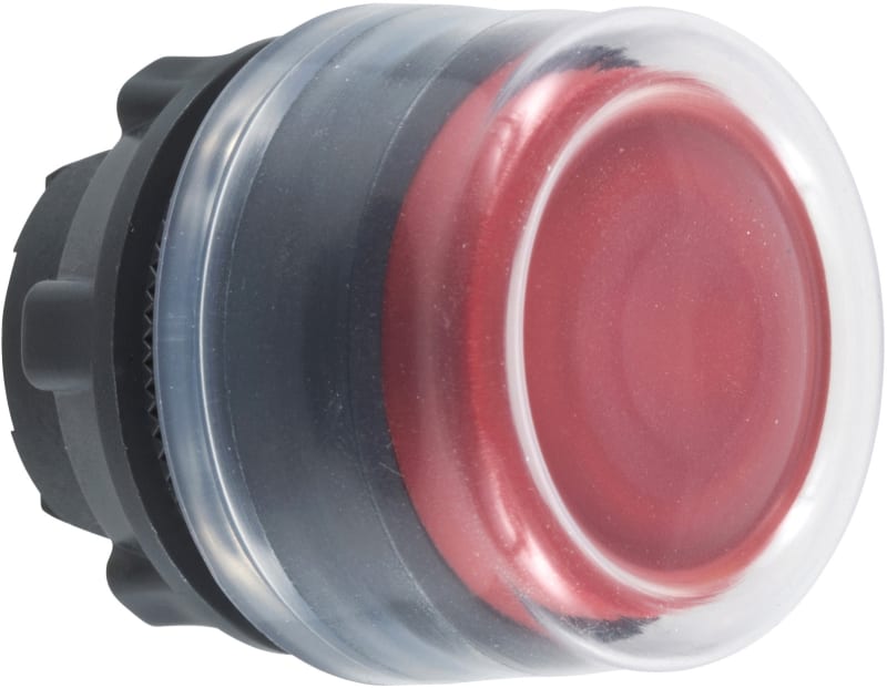 Schneider Electric ZB5AP4 Harmony XB5 Push-Button Head — Ø22 mm, Red, projecting, spring return, non-illuminated, plastic bezel, booted