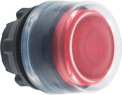 Schneider Electric ZB5AP4 Harmony XB5 Push-Button Head — Ø22 mm, Red, projecting, spring return, non-illuminated, plastic bezel, booted