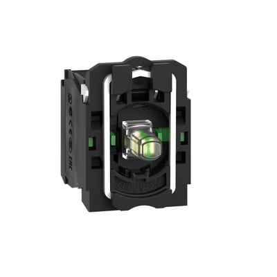 Schneider Electric Complete body/contact assembly and light block, Harmony XB5, plastic, universal LED, body/fixing collar, 2NO, 24V AC DC ZB5AW0B13