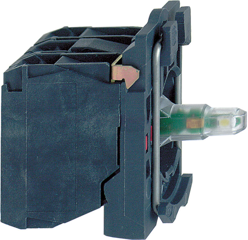 Schneider Electric Complete body/contact assembly and light block, Harmony XB5, plastic, universal LED, body/fixing collar, 1NO + 1NC, 24V AC DC ZB5AW0B15