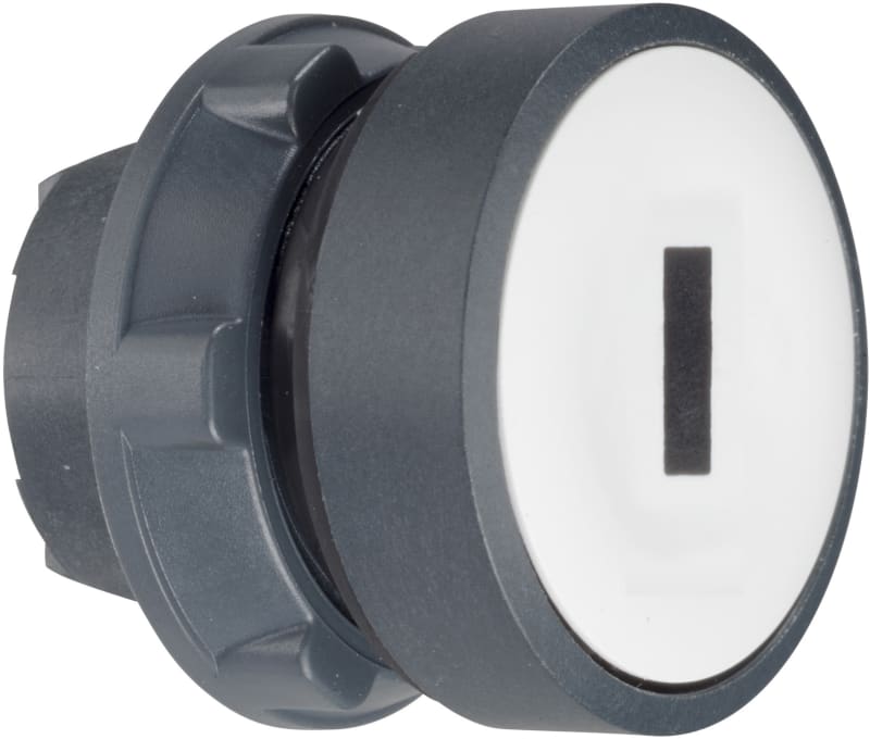 Schneider Electric ZB5AW31 Harmony XB5 Push-Button Head — Ø22 mm, White, flush, spring return, illuminated (BA9S), plastic bezel