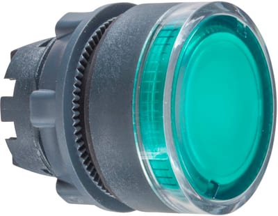 Schneider Electric ZB5AW333 Harmony XB5 Push-Button Head — Ø22 mm, Green, flush, spring return, illuminated (LED), plastic bezel