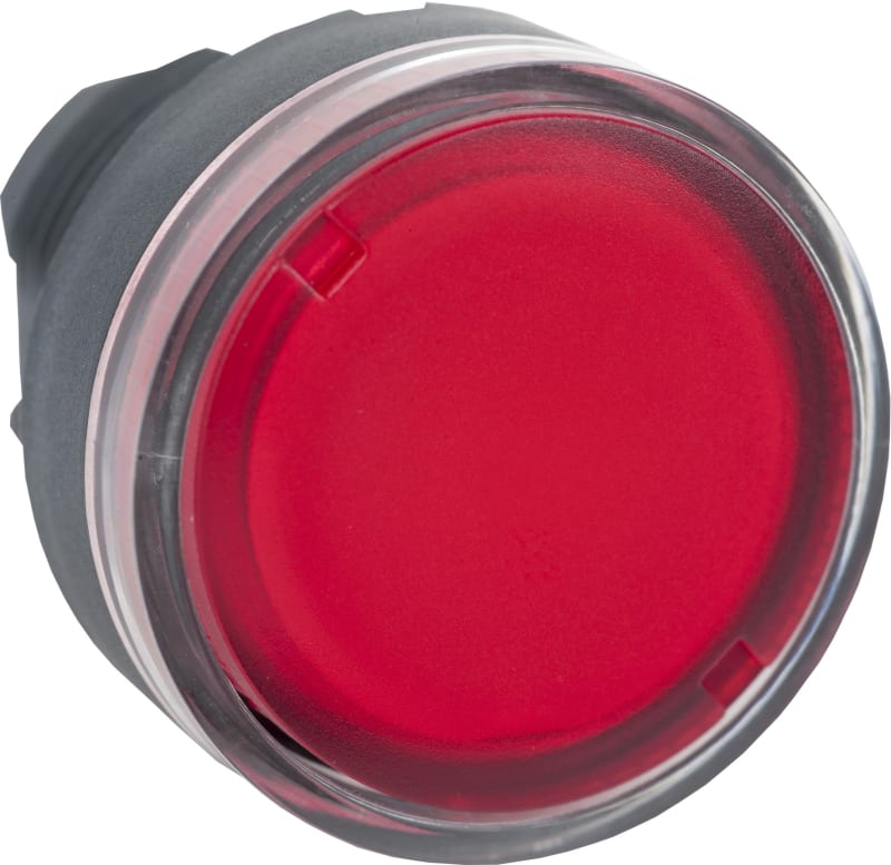 Schneider Electric ZB5AW34 Harmony XB5 Push-Button Head — Ø22 mm, Red, flush, spring return, illuminated (BA9S), plastic bezel