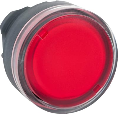 Schneider Electric ZB5AW34 Harmony XB5 Push-Button Head — Ø22 mm, Red, flush, spring return, illuminated (BA9S), plastic bezel