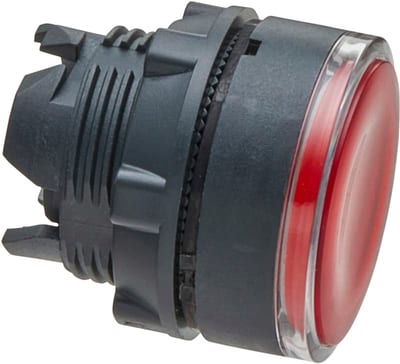 Schneider Electric ZB5AW343 Harmony XB5 Push-Button Head — Ø22 mm, Red, flush, spring return, illuminated (LED), plastic bezel