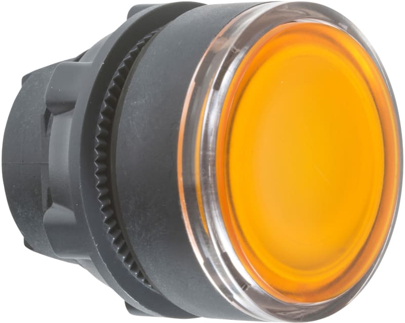 Schneider Electric ZB5AW35 Harmony XB5 Push-Button Head — Ø22 mm, Yellow, flush, spring return, illuminated (BA9S), plastic bezel