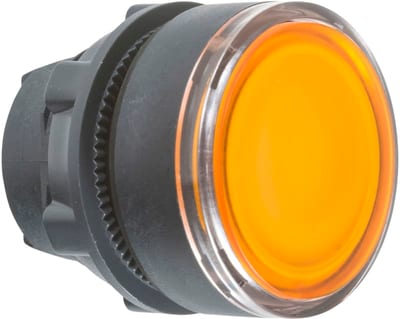 Schneider Electric ZB5AW35 Harmony XB5 Push-Button Head — Ø22 mm, Yellow, flush, spring return, illuminated (BA9S), plastic bezel