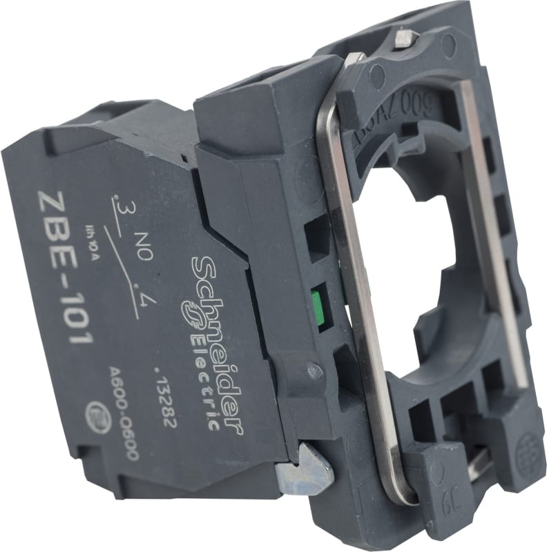 Schneider Electric ZB5AZ101 Single contact block with body/fixing collar, plastic, screw clamp terminal,1 NO