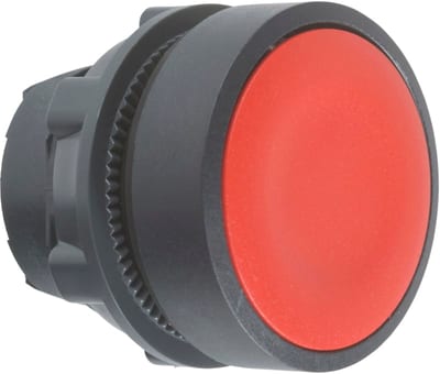 Schneider Electric ZB5AA4 Harmony XB5 Push-Button Head — Ø22 mm, Red, flush, spring return, non-illuminated, plastic bezel