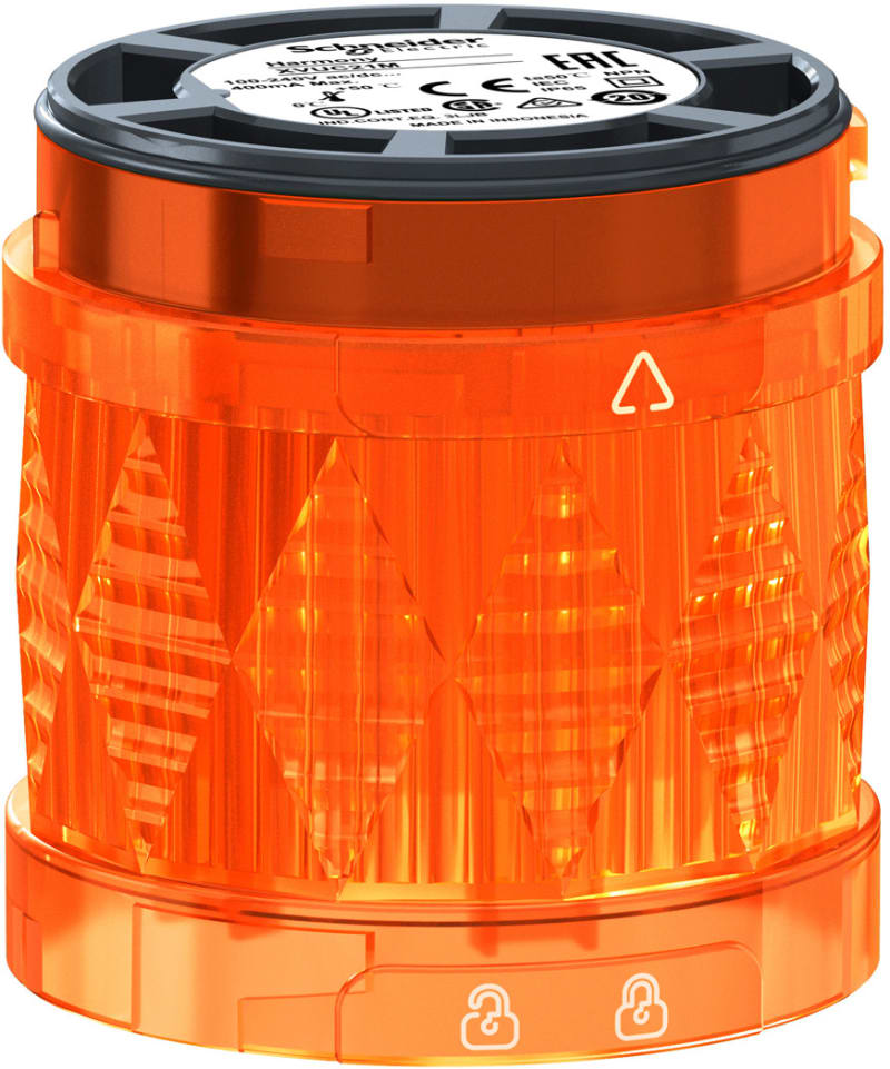 Schneider Electric XVUC25 Illuminated LED unit for modular tower lights, orange, Ø60, steady, IP65, 24 V AC/DC