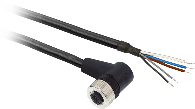 Telemecanique XZCP12V12L2 Sensor Cable, M12 female, 5-pin, PUR, 2 m