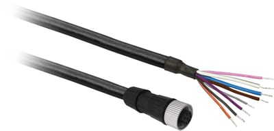 Telemecanique XZCP53P12L2 Sensor Cable, M12 female, 8-pin, PUR, 2 m