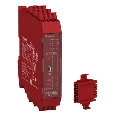 Schneider Electric Safety Controller CPU spring term. combined with backplane expansion connector XPSMCMCP0802BCG