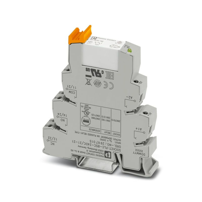 Relay, complete, 2 changeover, 14 mm (PLC-RSC- 24DC/21-21)